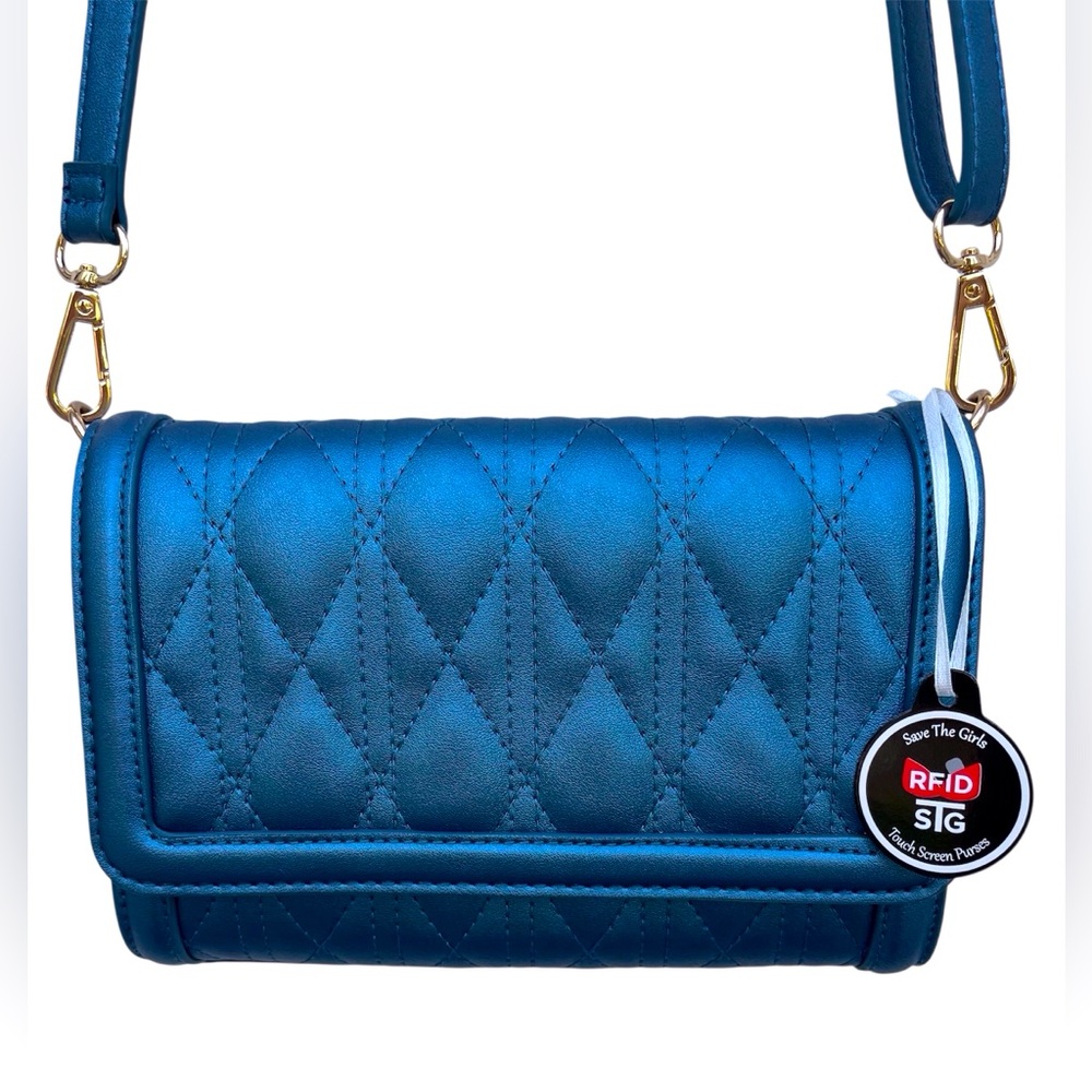 Save The Girls Crossbody Bag Metallic Blue